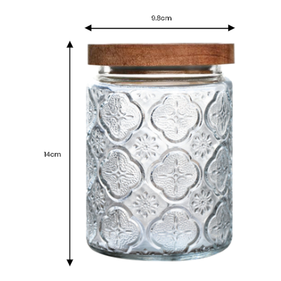 Wooden Lid Glass Canister - 700ml 12