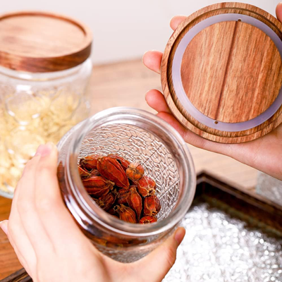 Wooden Lid Glass Canister - 700ml 04