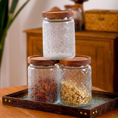 Wooden Lid Glass Canister - 700ml 07