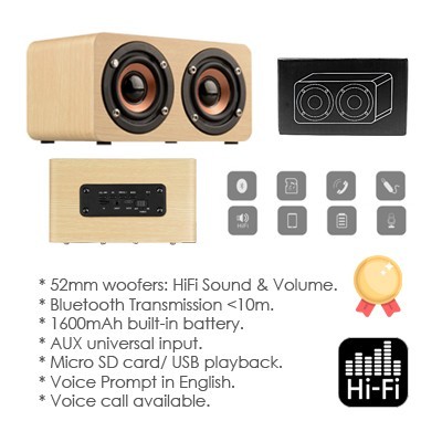Wooden PURE Sound Bluetooth Speaker with Built-in Battery 07